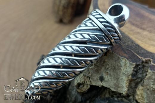 Подвеска «Пуля» из серебра с камнем - оникс, фото